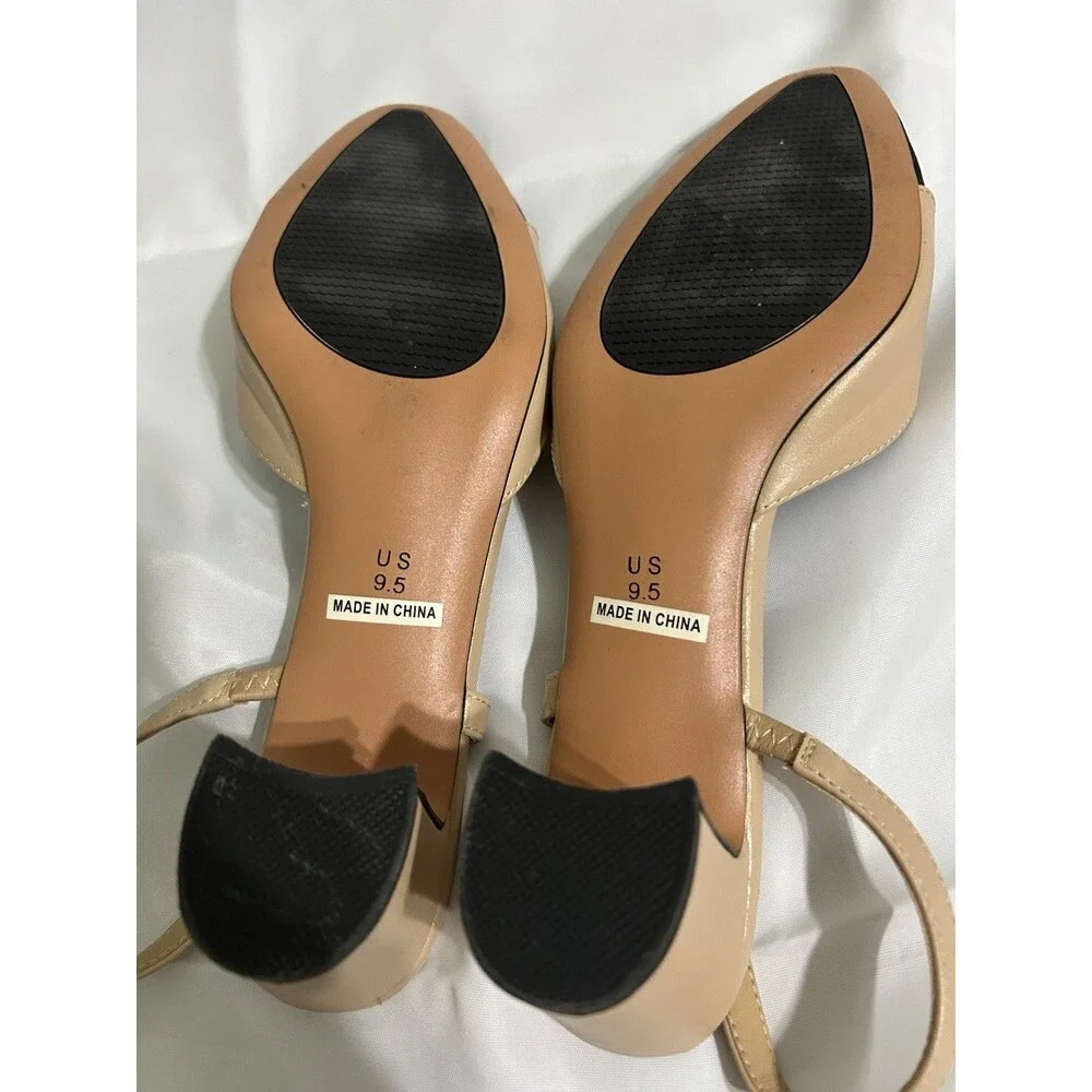 MIRAAZZURRA Women Sling Back Pumps Chunky Heels Round Toe Casual 2 Tone 9.5 - Picture 9 of 10